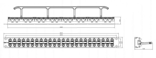 PPHD-19-48- 8P8C-C6-110D High-density Patch Panel 19", 1U, 48 RJ-45 ports, Category 6, Dual IDC