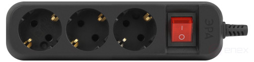 Block ERA KX-3es-B 3 Sockets with earthing switch black
