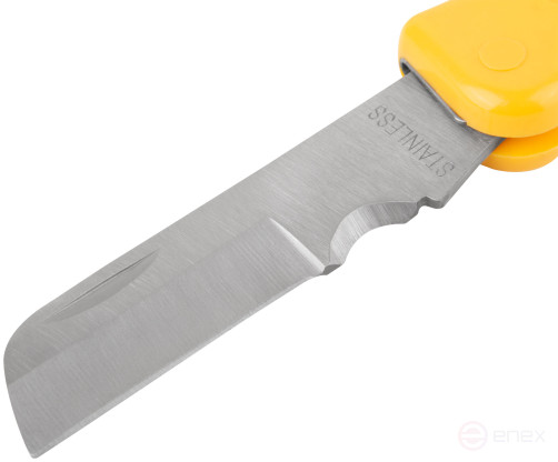 Нож электрика складной нержавеющий Профи, прямое лезвие 80 мм, прорезиненная ручка