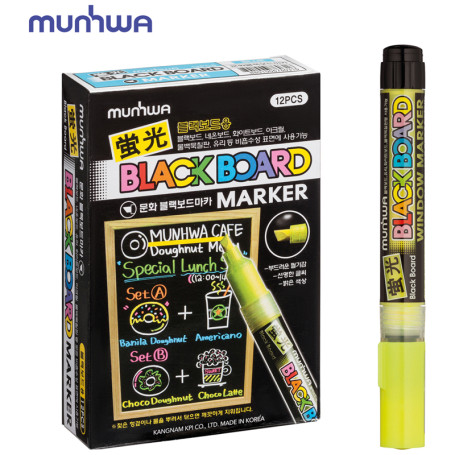 Маркер меловой MunHwa "Black Board Marker" желтый, 3мм, водная основа