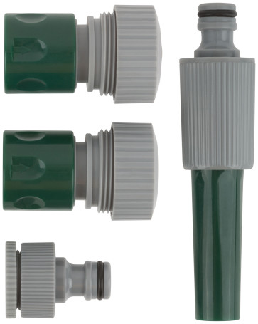 Watering set 4 pcs 3/4" (watering nozzle,connector, connector with hitchhiker, external adapter)