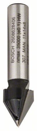 V-образная пазовая фреза 8 mm, D1 11 mm, L 14 mm, G 45 mm, 60°