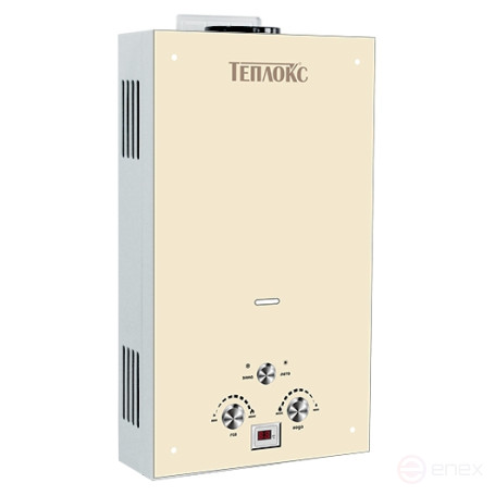 ГПВС-10 (ГПВС-10-БЖ1), Газовый проточный водонагреватель ТЕПЛОКС, 20 кВт, расход 10 л/мин., со стеклом ПС-Бежевая1