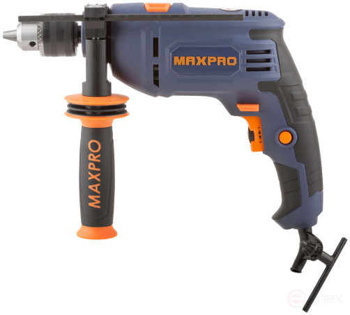 MAX-PRO Дрель ударная 710 Вт; 0-2800 об/мин; ключевой патрон 1,5-13 мм; 1,7 кг; антивибрационная ручка; резиновые вставки; кор.