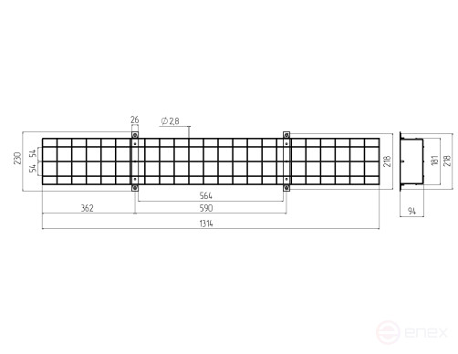Решетка защитная ЭРА SPO-BAR-1300-200 для светильников ДПО, SPO