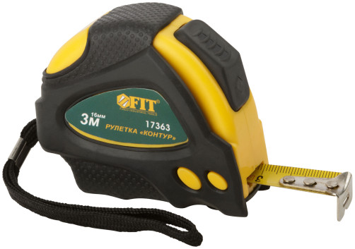 Tape measure "Contour" with hitchhiking, rubberized case 3 m x 16 mm