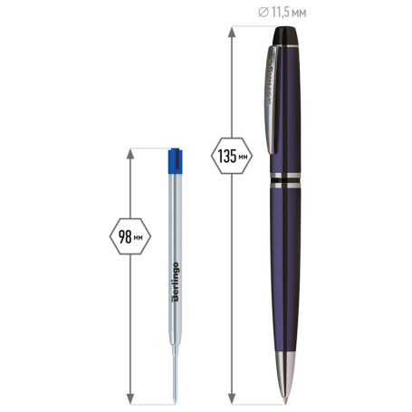 Ручка шариковая Berlingo "Silk Prestige" синяя, 0,7 мм, корпус синий/хром, поворот., пластик. футляр