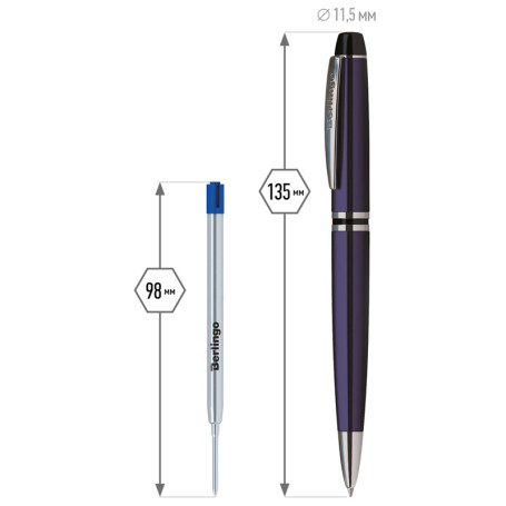 Berlingo "Silk Prestige" ballpoint pen blue, 0.7 mm, body blue/chrome, rotatable, plastic. The case