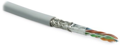 SFUTP4-C5E-S24-IN-PVC-GY-305 (305 m) SF/UTP twisted pair cable, category 5e, 4 pairs(24 AWG), single-core(solid), foil + copper braid, PVC, -20°C – +75°C, gray - warranty:15 years component; 25 years system