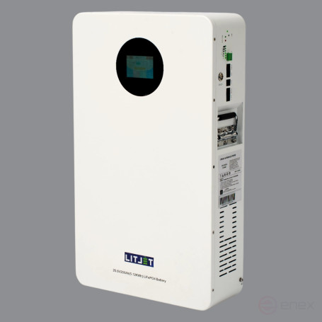 Литиевый аккумулятор тяговый ЛИТДЖЕТ GREEN LiFePO4 25,6V 200Ah 5KWh CAN/RS485, настенный с дисплеем