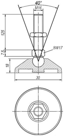 Опора шарнирная дисковая M16x100 до 500 кг EMES PAM601610