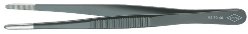 Пинцет захватный прециз., закруглённые зазубренные губки шириной 3.5 мм, пружинная сталь, хром, матовая чёрная лакировка, L-145 мм