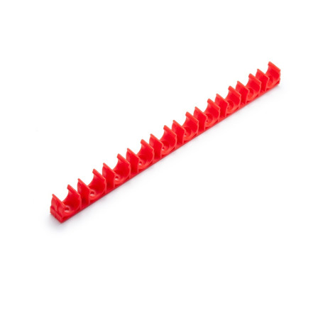Comb made of clips for plumbing pipes for mounting guns (16 mm, red, 10 places, 10 pcs/pack)
