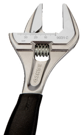 ERGO chrome-plated adjustable wrench, length 218/grip 38 mm, rubber handle