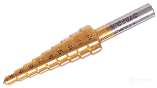 Step drill bit 4.0-12.0 mm 9 steps R6M5K5 Avtodel 40812