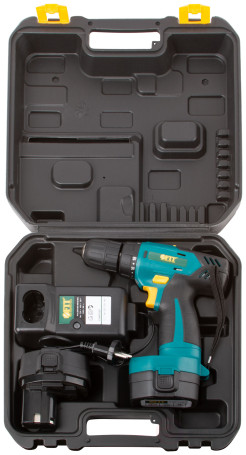 Drill-Screwdriver acc. 14.4 V; 0-350/1250 rpm; 27 Nm; 2 (Ni-Cd) 1.5 Ah; 1 hour; diode; res. tilt; case