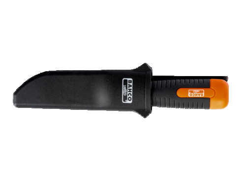 Подрубной нож с изогнутым лезвием и прорезиненной ручкой 25x103 мм, розничная упаковка