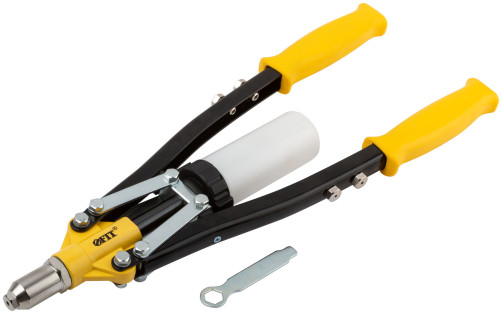 Reinforced riveter with long handles, plastic container 3.2-6.4 mm (445 mm)
