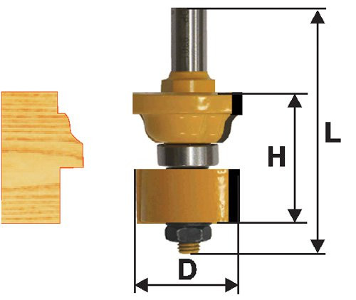 Milling cutter combined universal F34.8X44.5 mm, shank 12 mm
