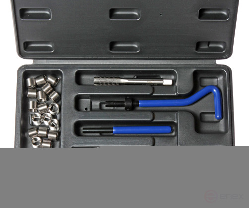 A set of tools and inserts for restoring the M10x1 thread.5mm L=13.5mm 14 pieces JTC