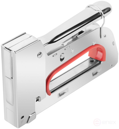 Stapler for narrow staples "type 53" 4-14 mm, 2 impact force positions, spring mechanism, metal housing