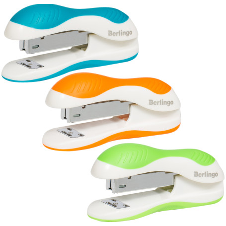 Berlingo "Office Soft" set: stapler No.24/6,26/6 to 25 liters, assorted; anti-stepler; staples No.24/6, blister