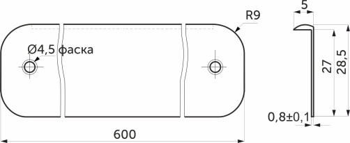 Планка торцевая к столешнице 26 СКИФ универсальная алюминий AKS