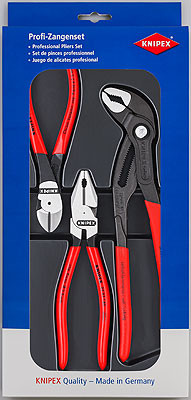 A set of SHGI special. powerful. in the box, 3 items, complete set: KN-0201180 pliers, KN-7401160 side cutters, KN-8701250 COBRA® adjustable pliers,L-250 mm