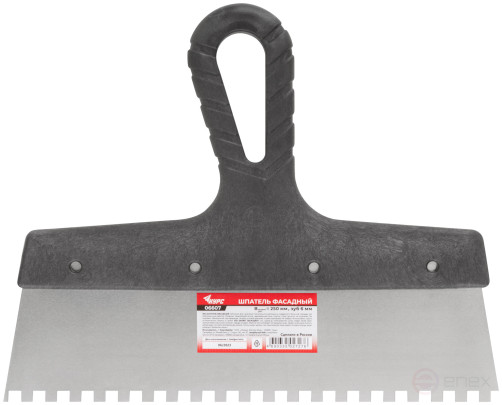 Шпатель фасадный нержавеющий зубчатый 250 мм / зуб 6 мм
