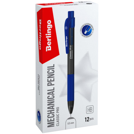 Mechanical pencil Berlingo "Classic Pro" 0.5 mm, with eraser, assorted