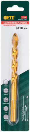 Сверло универсальное по кафелю, стеклу, керамограниту, бетону, кирпичу, трехгранный хвостовик, 10 х 115 мм