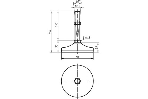 Регулируемая опора M12x150 до 800 кг Алтервиа A00021.1104012150