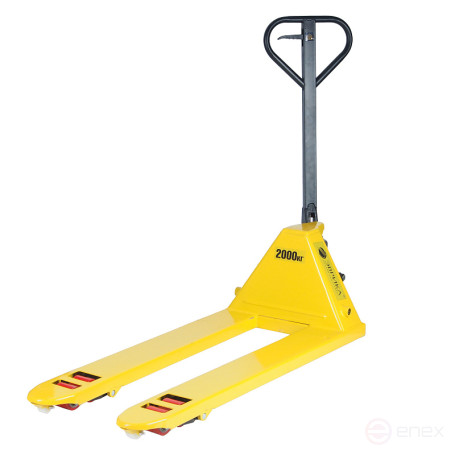 Тележка гидравлическая (рохля) ER-67002 ручная 2т (ручной спуск,длина вил 1200мм,колеса:полиуритан, min 85мм.max 200мм) ЭВРИКА /1 NEW