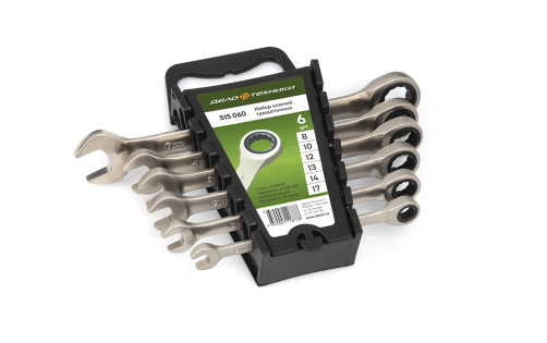 Набор ключей комбинированных трещоточных (8,10,12,13,14,17 мм) 6 шт., пластик. холдер