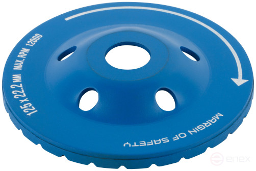 Диск алмазный шлифовальный, посадочный диаметр 22,2 мм, "Турбо" широкие сегменты 125 мм