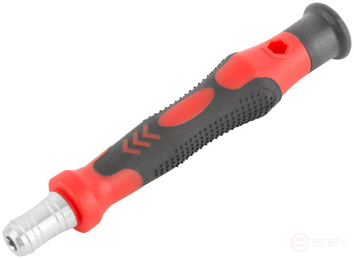Screwdriver with bits for precision work, 33 CrV bits, 175 mm flexible adapter, magnifying glass, plastic box
