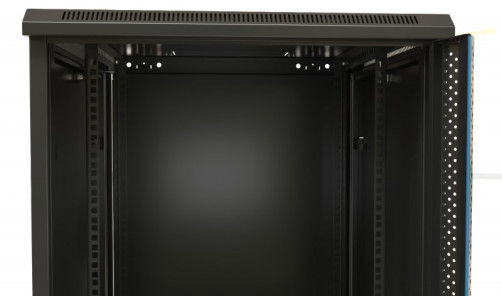 TWB-0645-SR-RAL9004 Шкаф настенный 19-дюймовый (19"), 6U, 367x600х450мм, металлическая передняя дверь с замком, две боковые панели, цвет черный (RAL 9004) (разобранный)