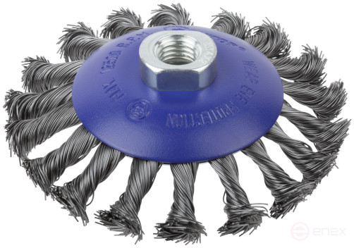 Щетка для УШМ, М14, тип "Тарелка", крученая проволока 0,5 мм, 115 мм, блистер, CUTOP Profi