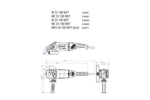 Angle grinder WE 22-180 MVT