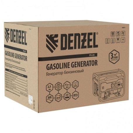 Gasoline generator PS 25, 2.5 kW, 230 V, 15 l, manual starter Denzel