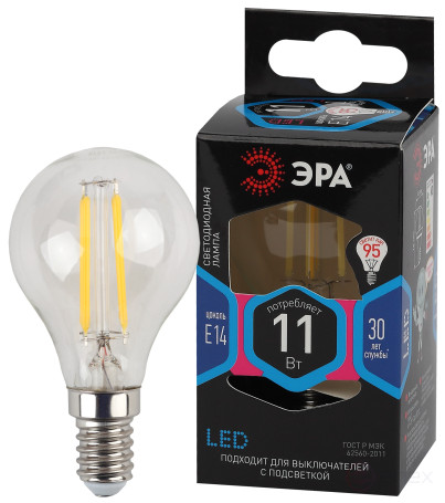 LED ERA Lamp F-LED P45-11W-840-E14 11W Filament Ball Neutral White Light E14