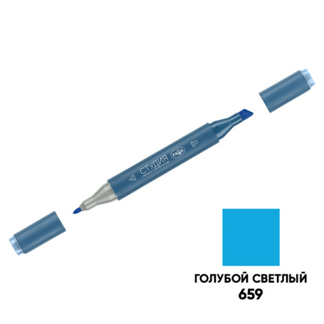 Double-sided marker for sketching Gamma "Studio", light blue, triangular body, bullet-shaped /wedge-shaped. tips