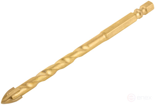 Сверло универсальное, 4 режущие кромки, титановое покрытие, шестигранный U-хвостовик под биту, 8х115 мм