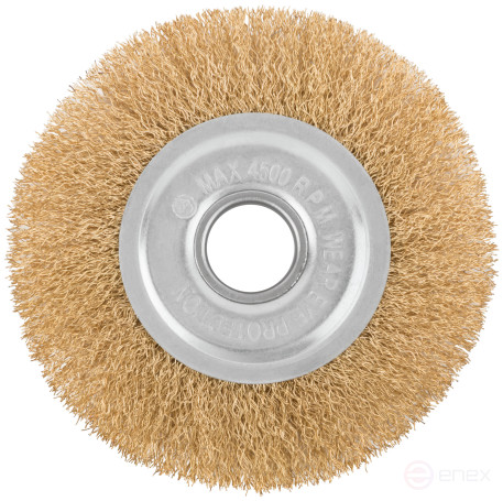 Корщетка дисковая прямая, посадочный диаметр 22,2 мм, стальная латунированная волнистая проволока 125 мм