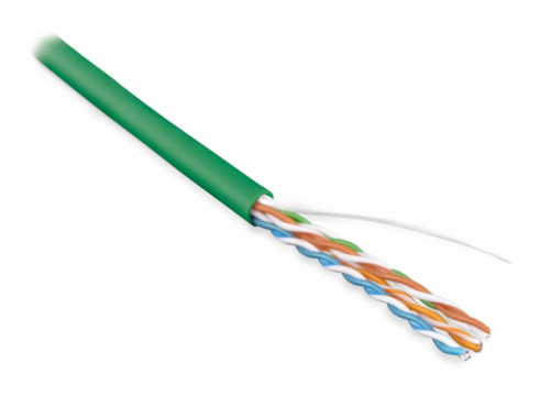 UUTP4-C5E-S24-IN-LSZH-GN-100 (100 m) Twisted pair cable, no screen. U/UTP, category 5e, 4 pairs (24 AWG), single core (solid), LSZH, ng(A)-HF, -20°C – +75°C, green - warranty: 15 years component, 25 years system