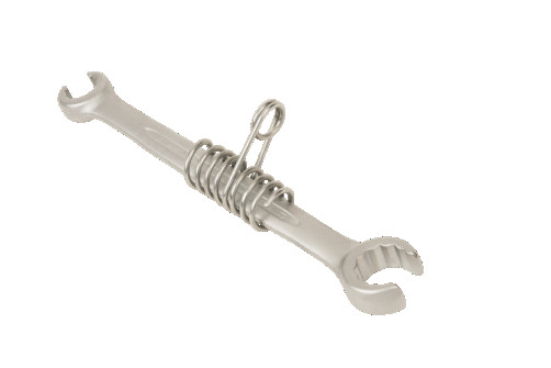 Cap wrench with a slit and a safety spring, 19x22 mm