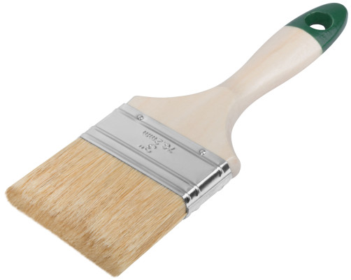 Кисть флейцевая "Хард", натуральная светлая щетина, деревянная ручка 3" (75 мм)