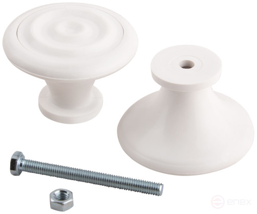 White plastic door handle-button