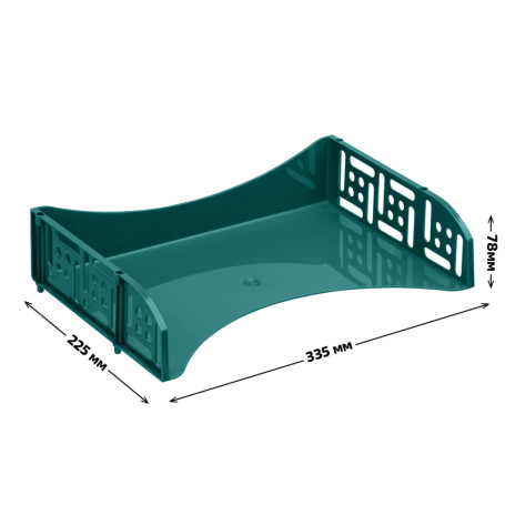 Лоток для бумаг горизонтальный СТАММ "Field", широкая загрузка, темно-зеленый