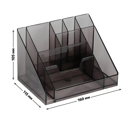 Настольная подставка СТАММ "Каскад", пластиковая, тонированная черная